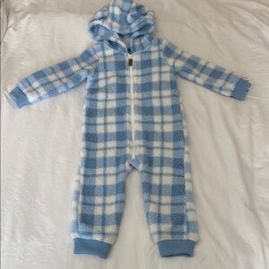 Carter’s NWT Cozy Blue and White Plaid Kids One Piece
